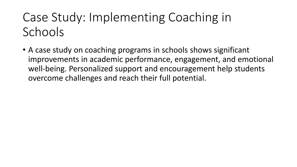 case study implementing coaching in schools