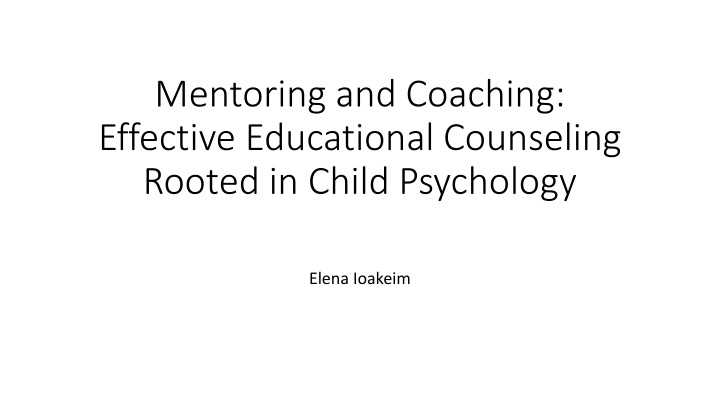 mentoring and coaching effective educational