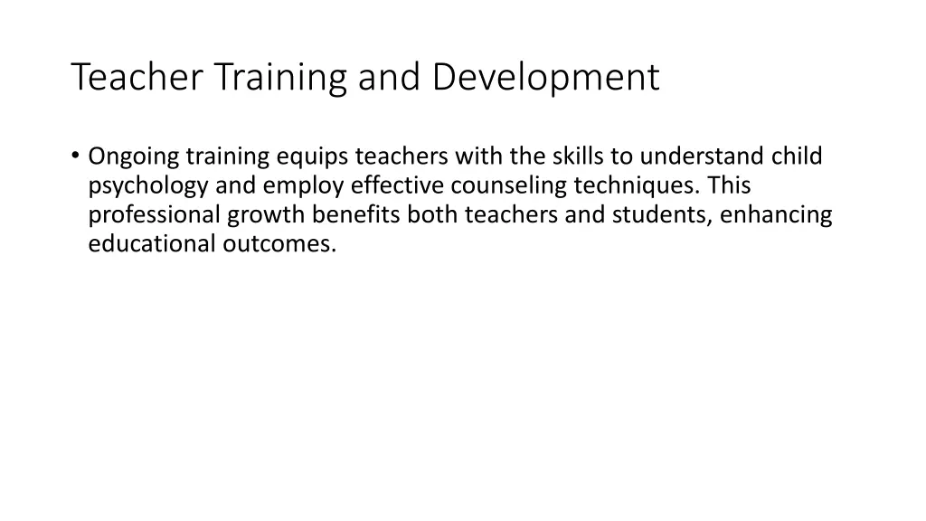 teacher training and development