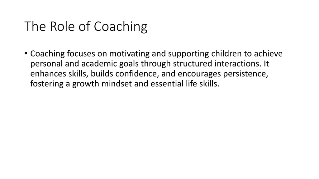 the role of coaching