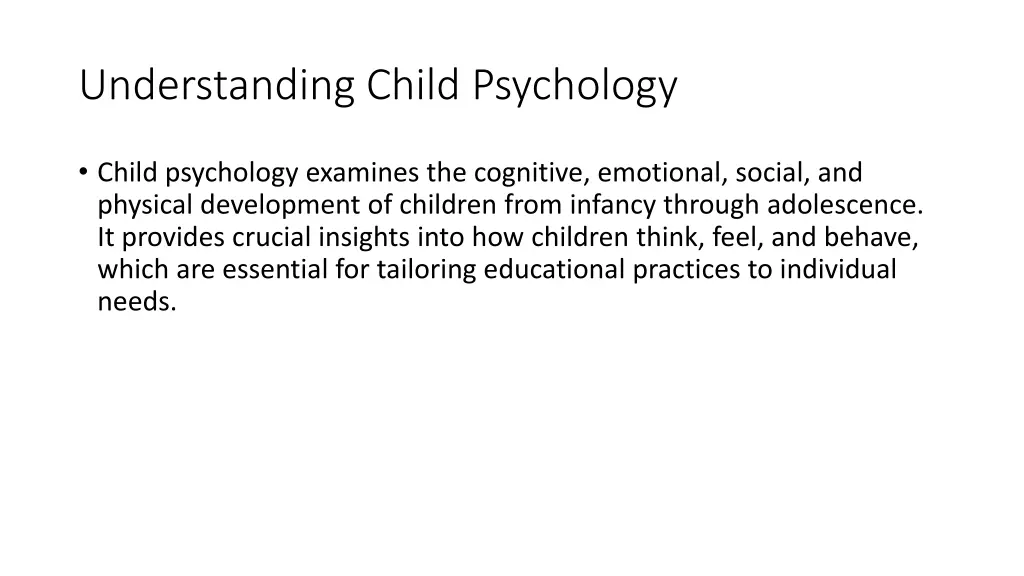 understanding child psychology