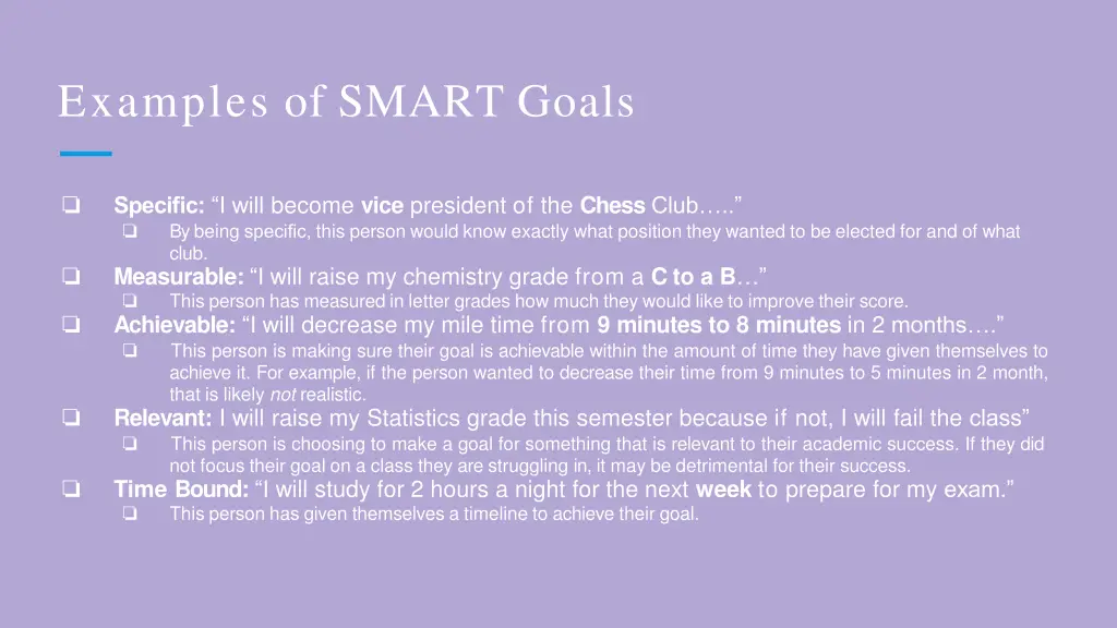 examples of smart goals