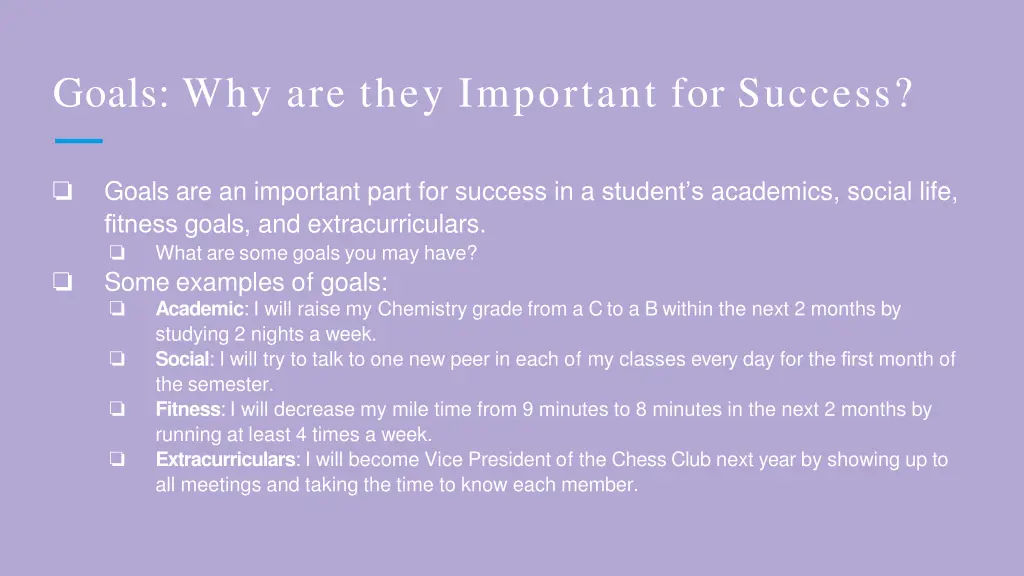 goals why are they important for success