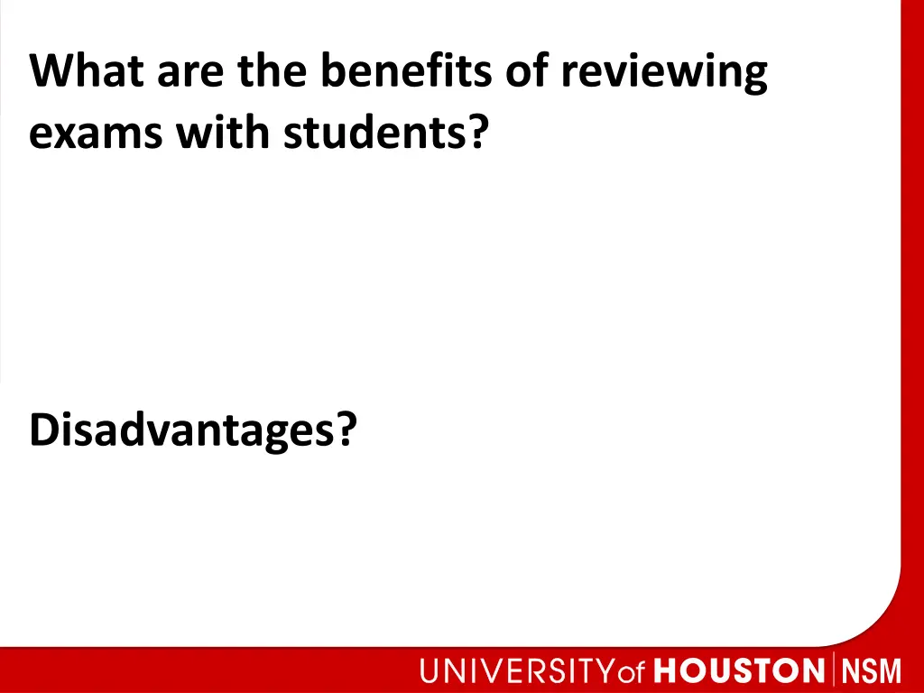 what are the benefits of reviewing exams with