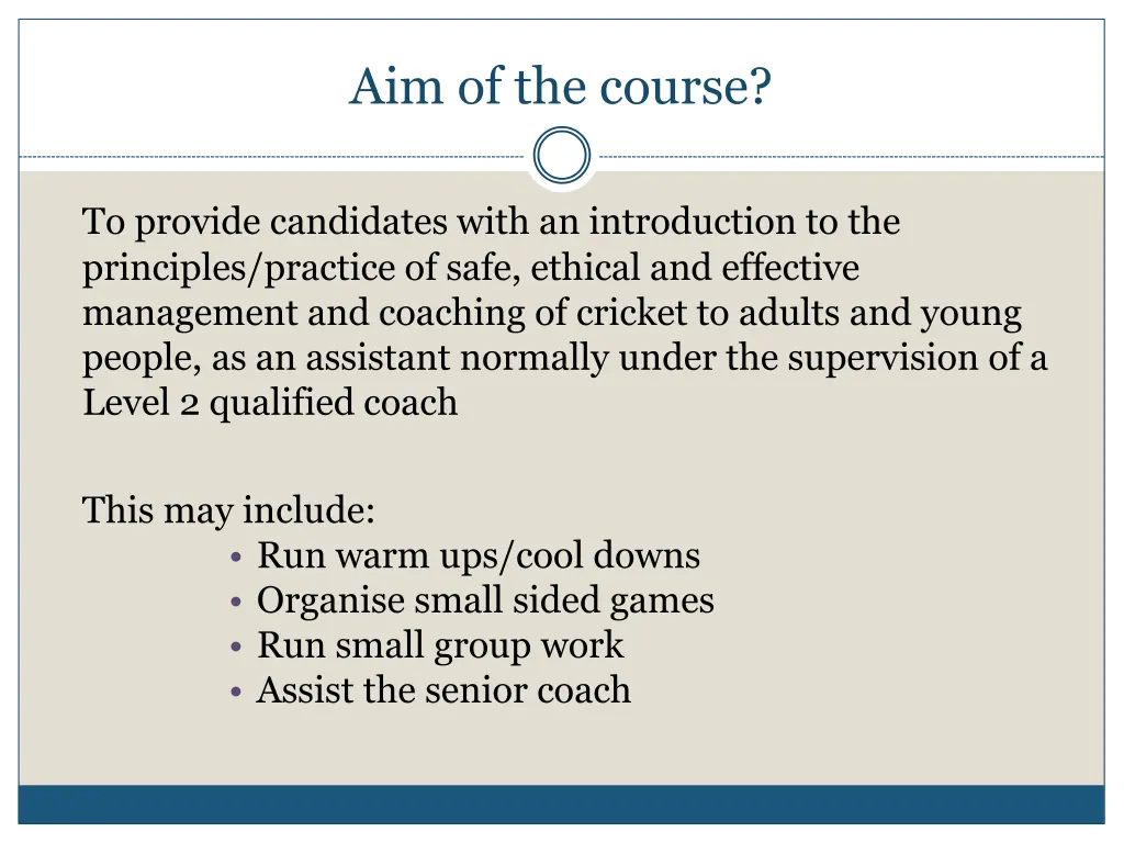 aim of the course