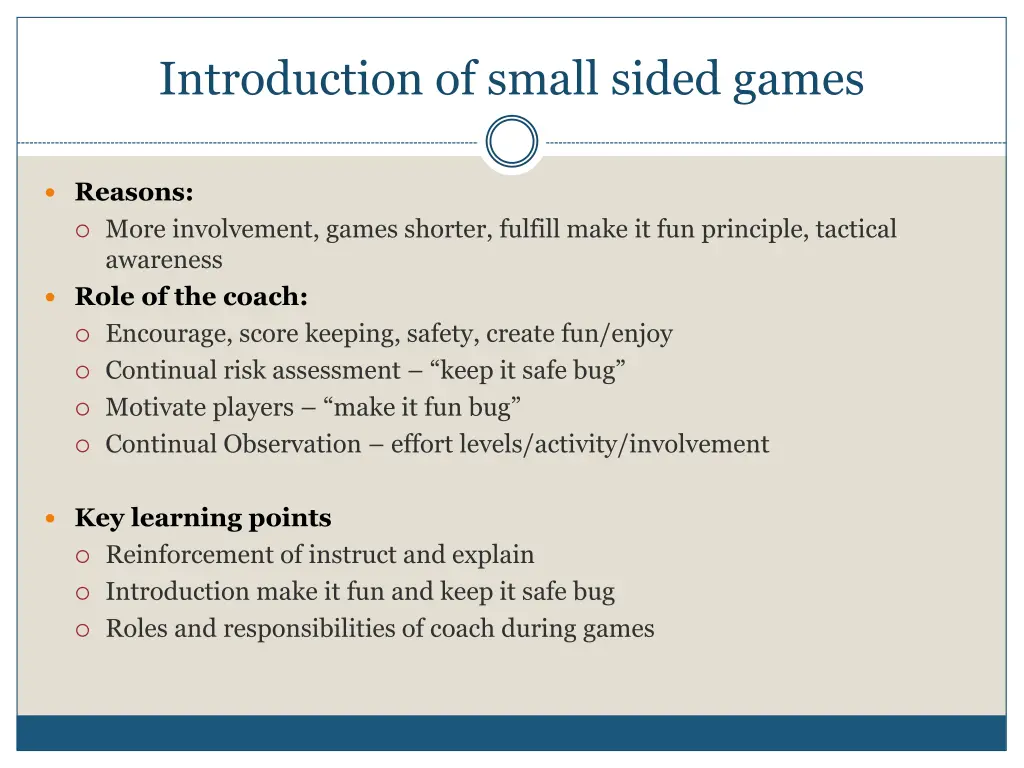 introduction of small sided games