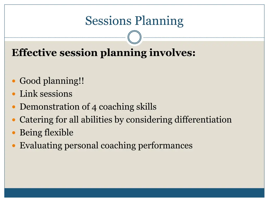 sessions planning