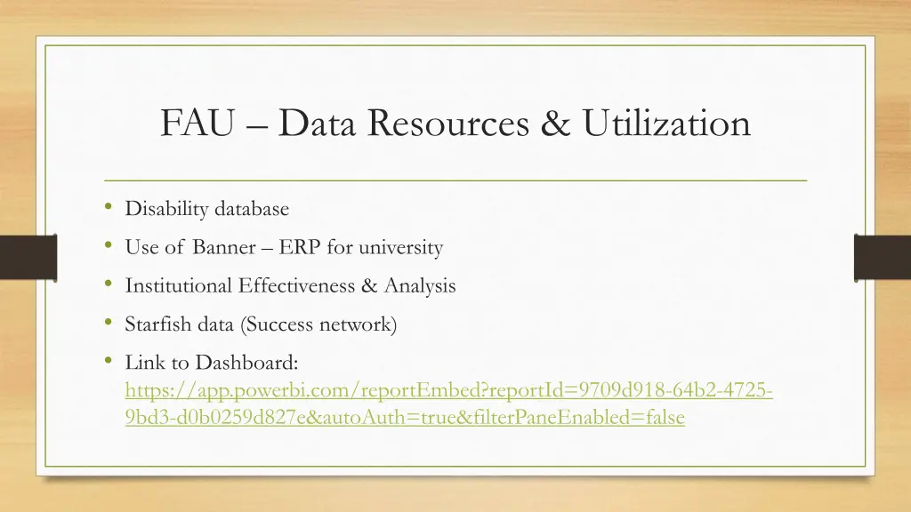 fau data resources utilization