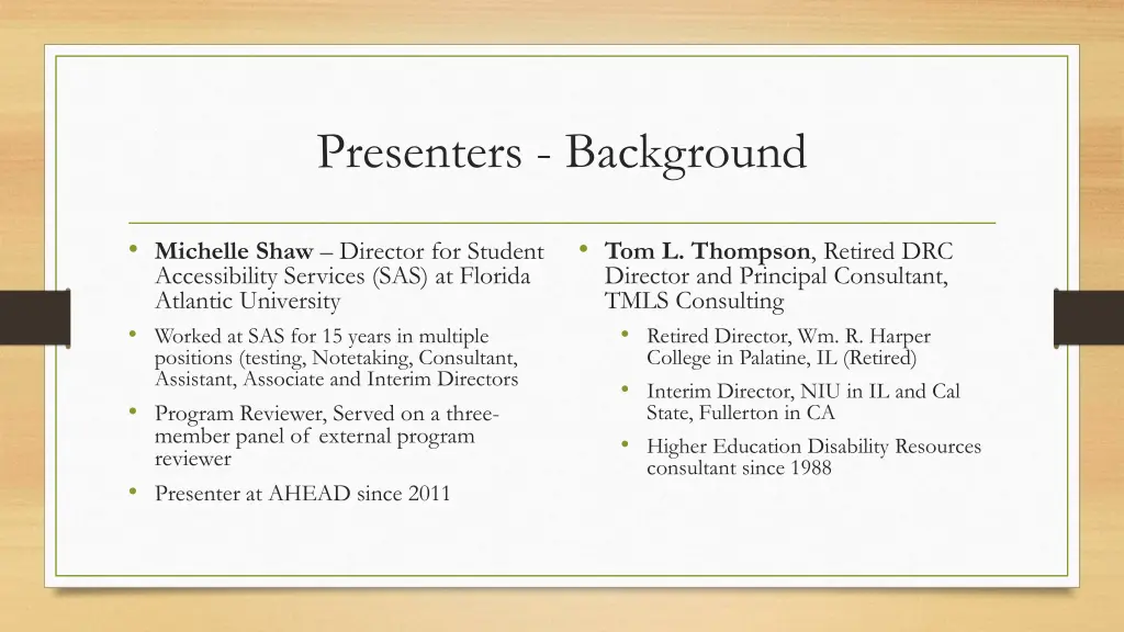 presenters background