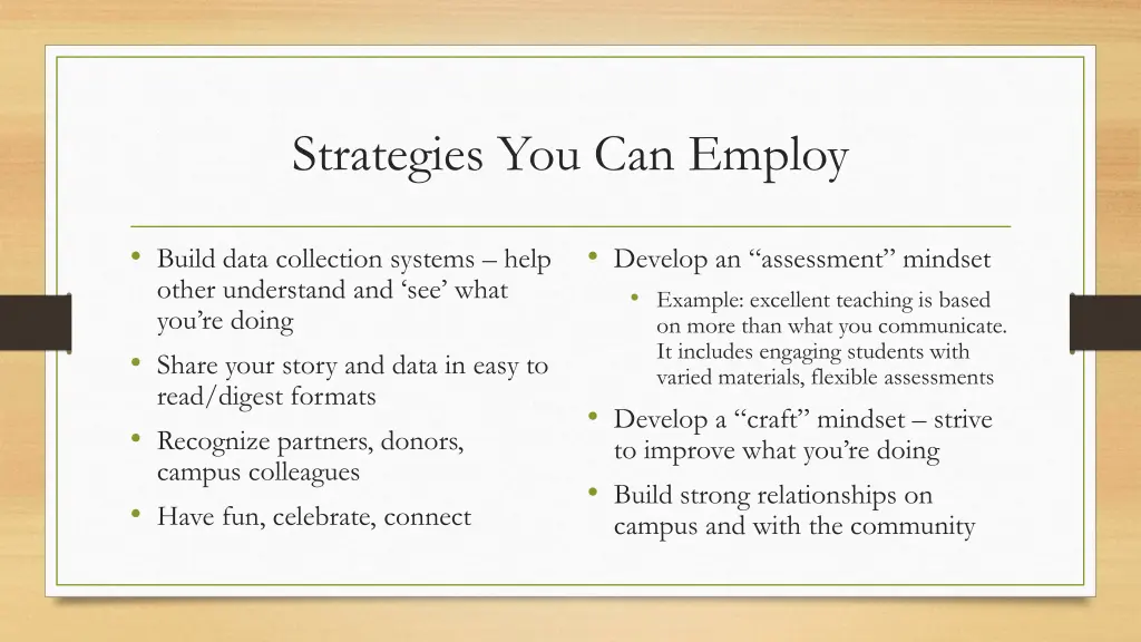 strategies you can employ