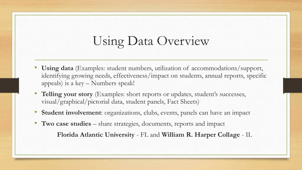 using data overview