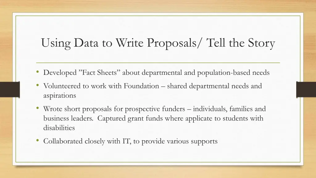 using data to write proposals tell the story