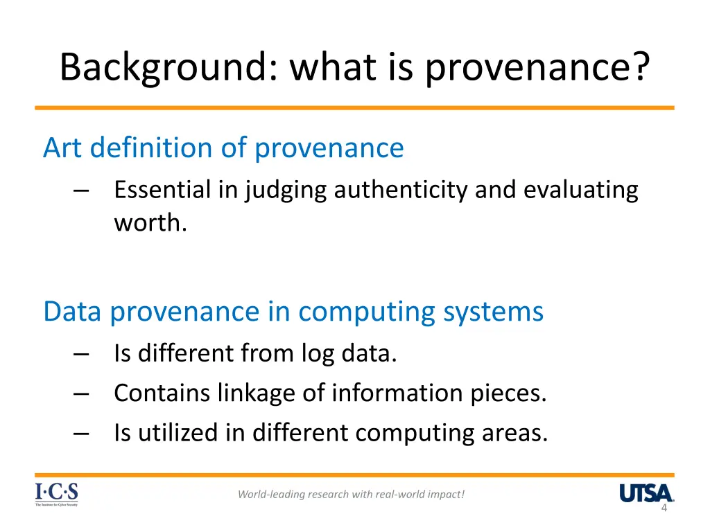 background what is provenance