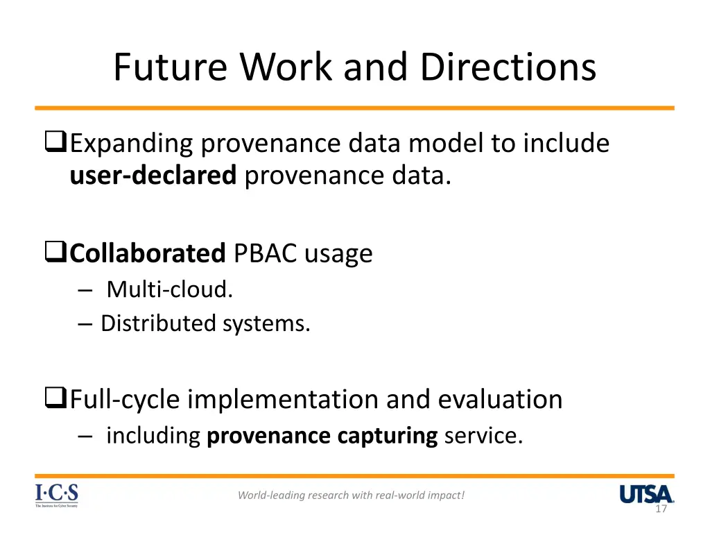 future work and directions
