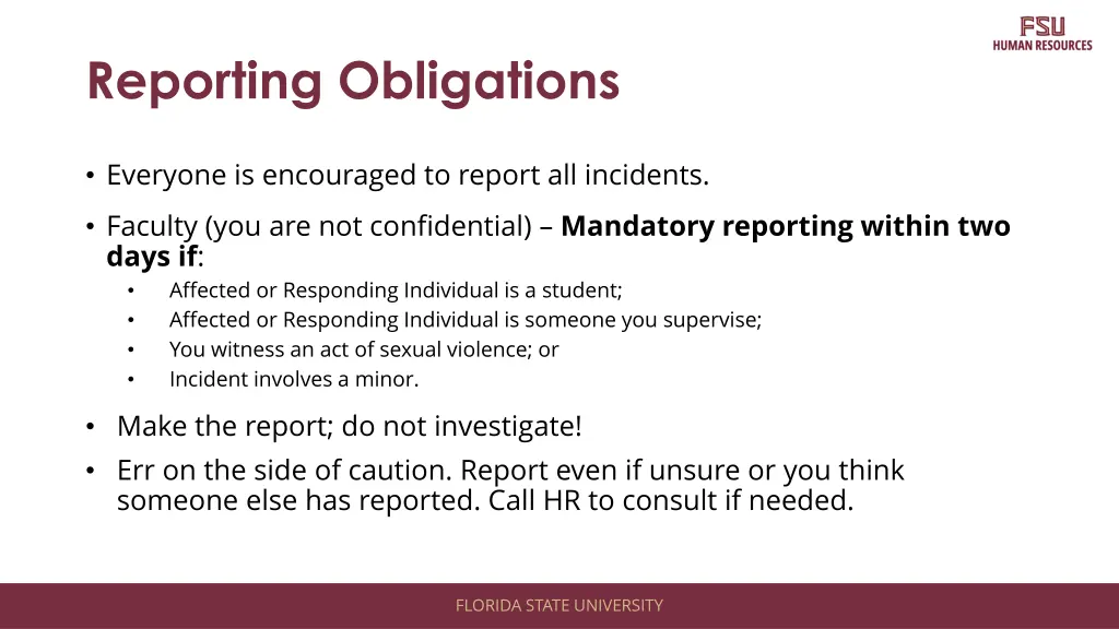 reporting obligations