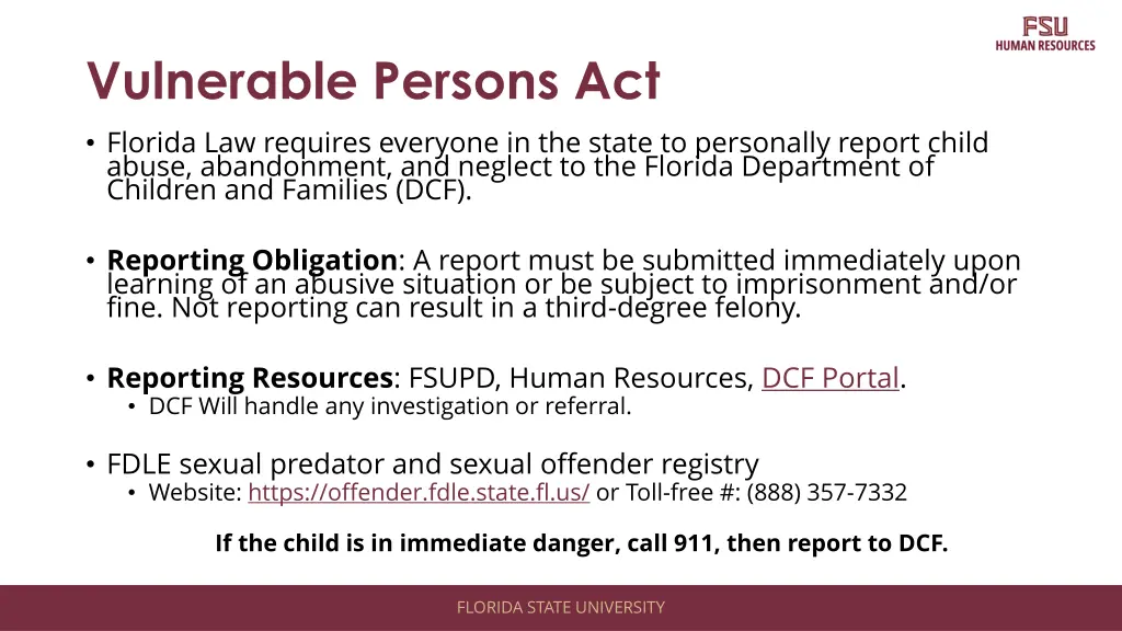 vulnerable persons act florida law requires