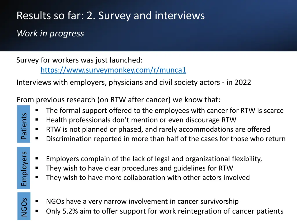 results so far 2 survey and interviews
