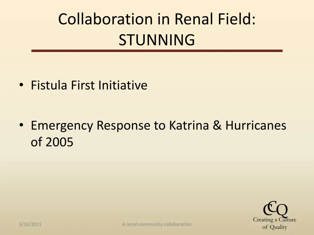 collaboration in renal field stunning