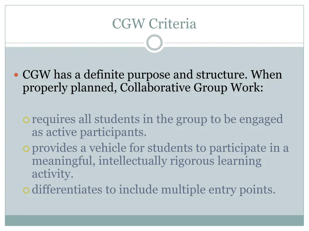cgw criteria
