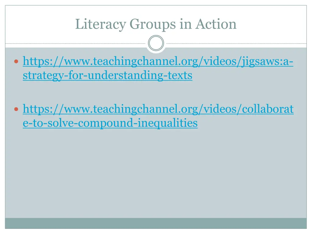 literacy groups in action