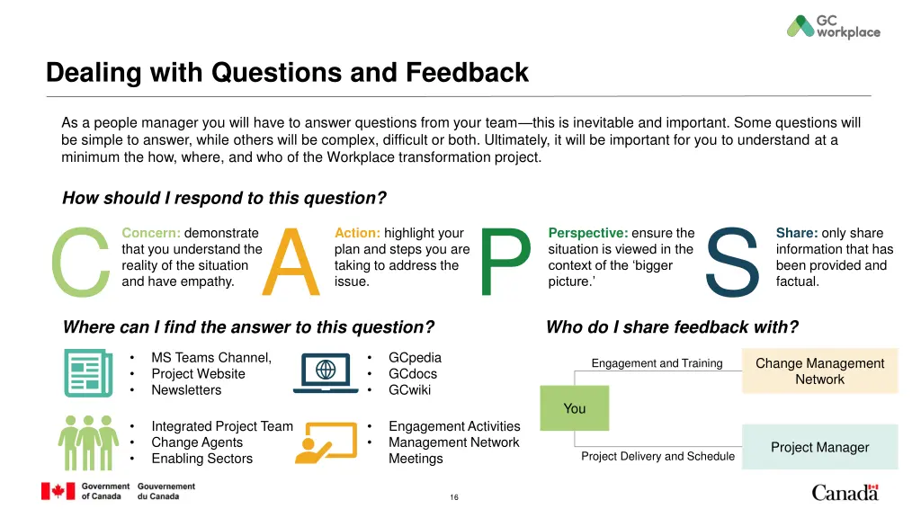 dealing with questions and feedback