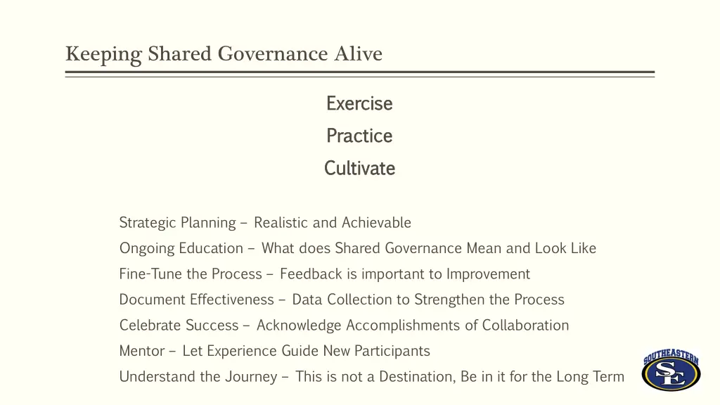 keeping shared governance alive