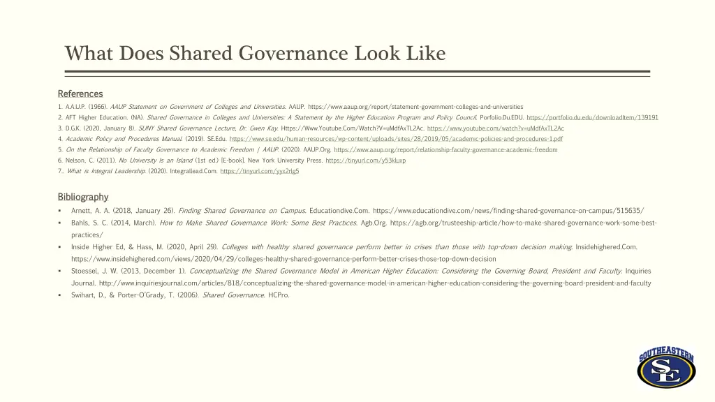 what does shared governance look like