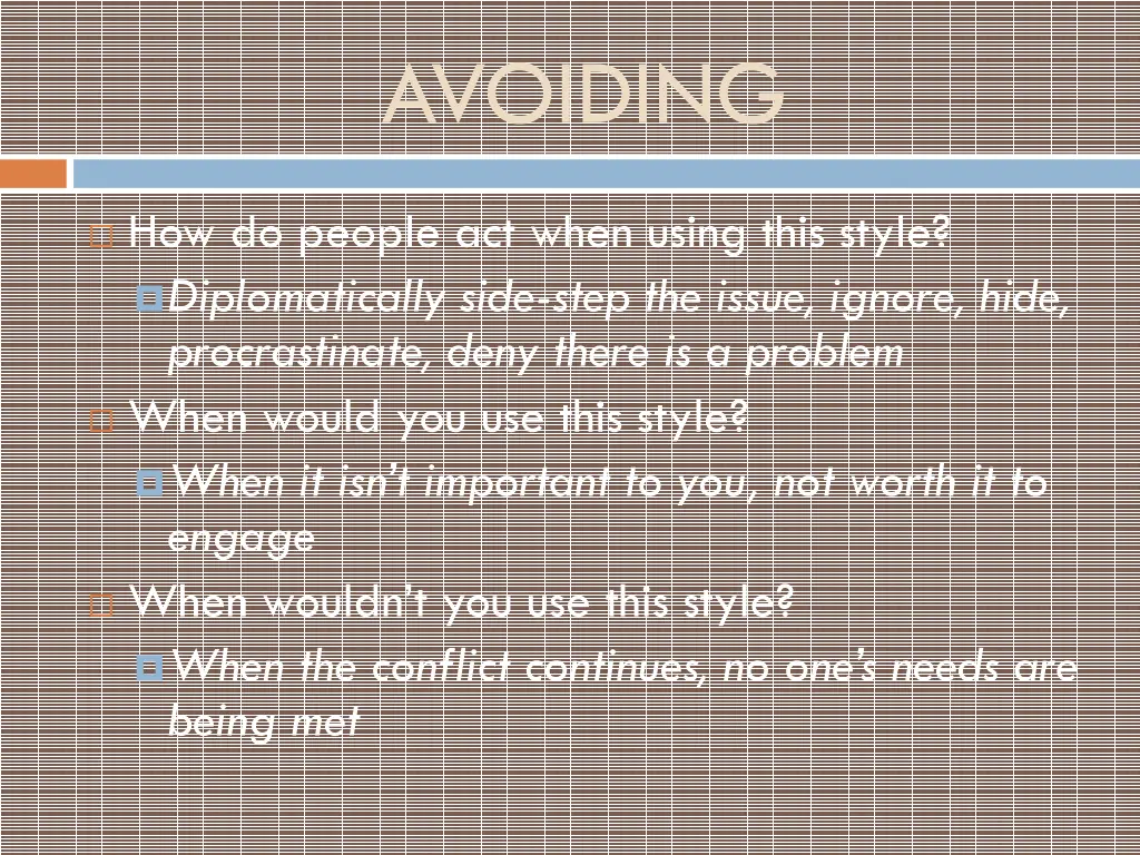 avoiding