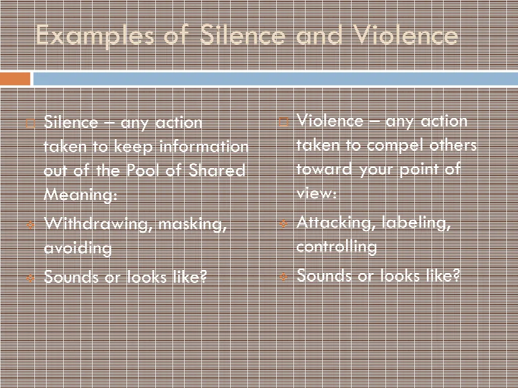 examples of silence and violence