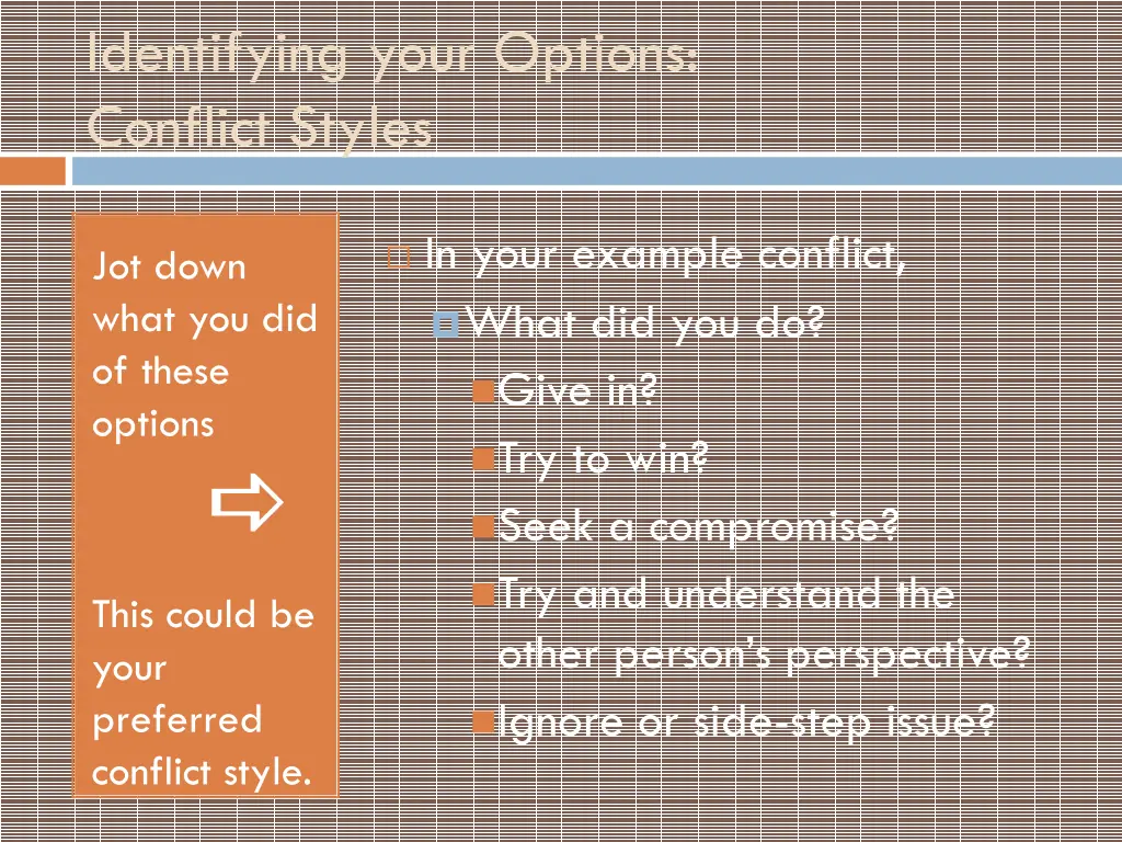 identifying your options conflict styles