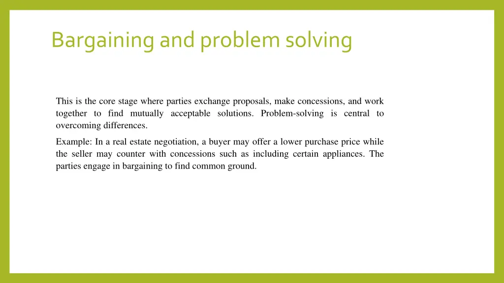 bargaining and problem solving