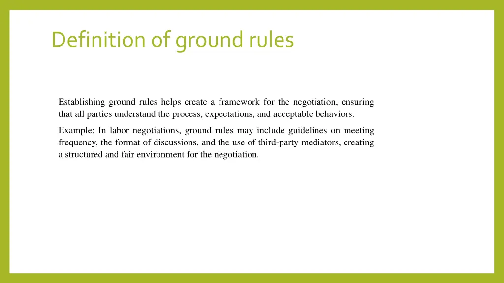 definition of ground rules