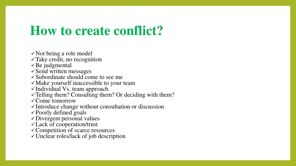 how to create conflict