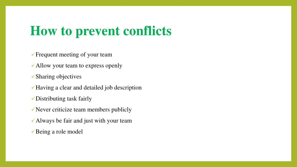 how to prevent conflicts