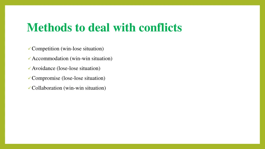 methods to deal with conflicts
