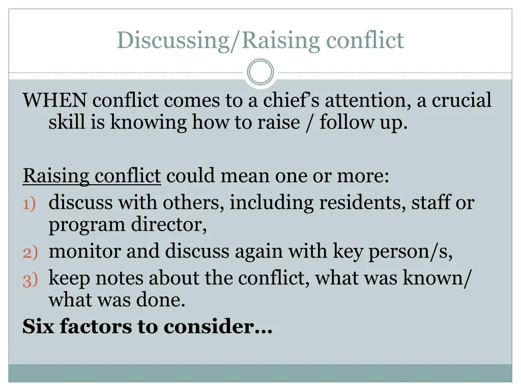 discussing raising conflict