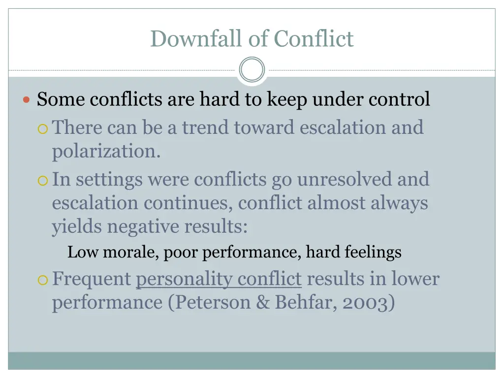 downfall of conflict