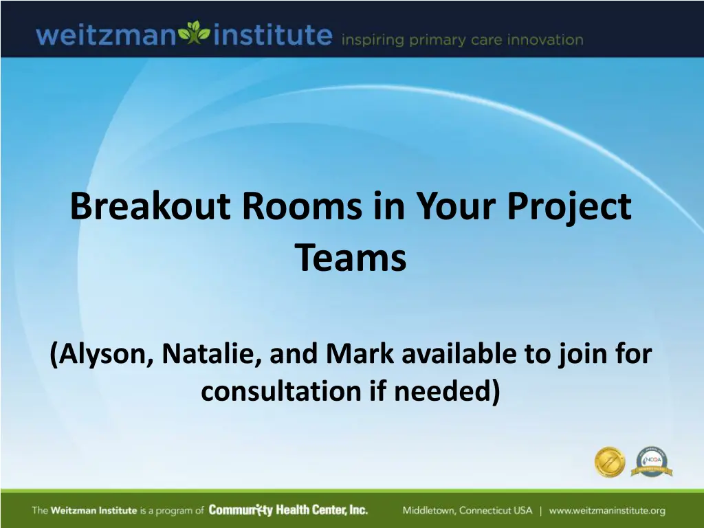 breakout rooms in your project teams