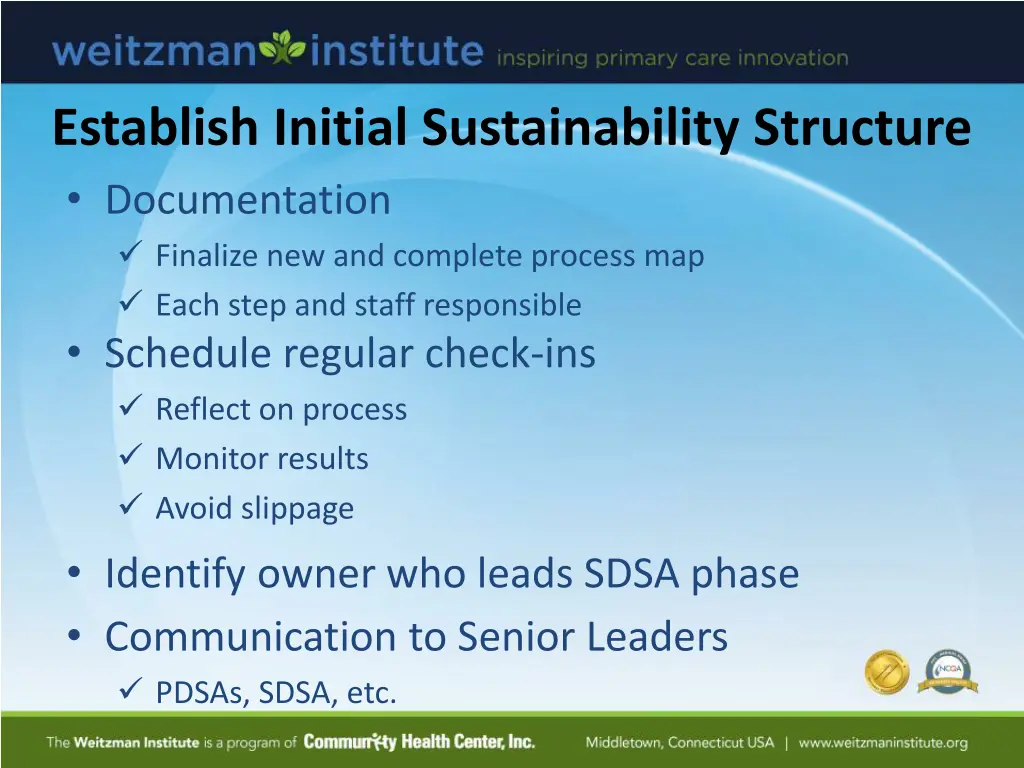 establish initial sustainability structure