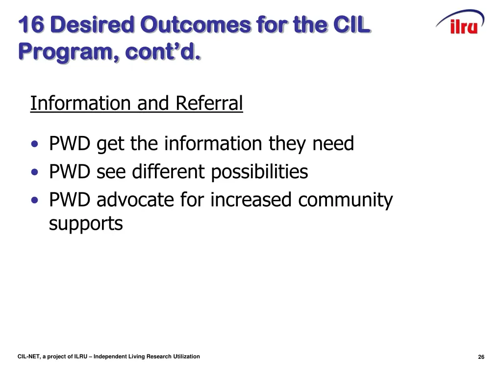 16 desired outcomes for the cil 16 desired 1