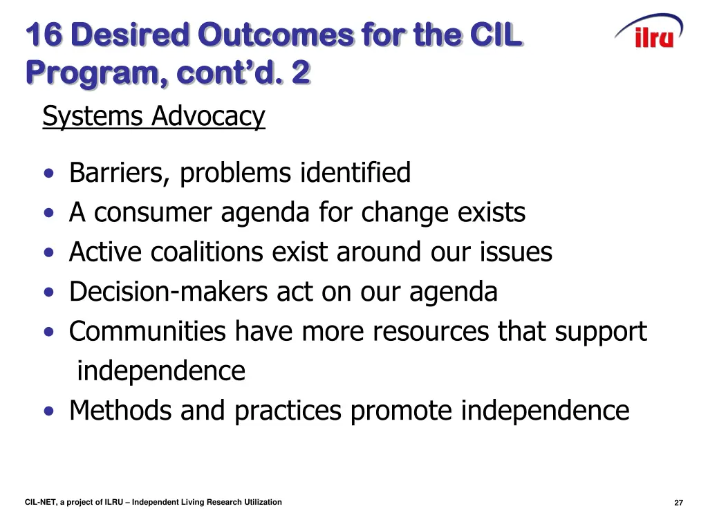 16 desired outcomes for the cil 16 desired 2