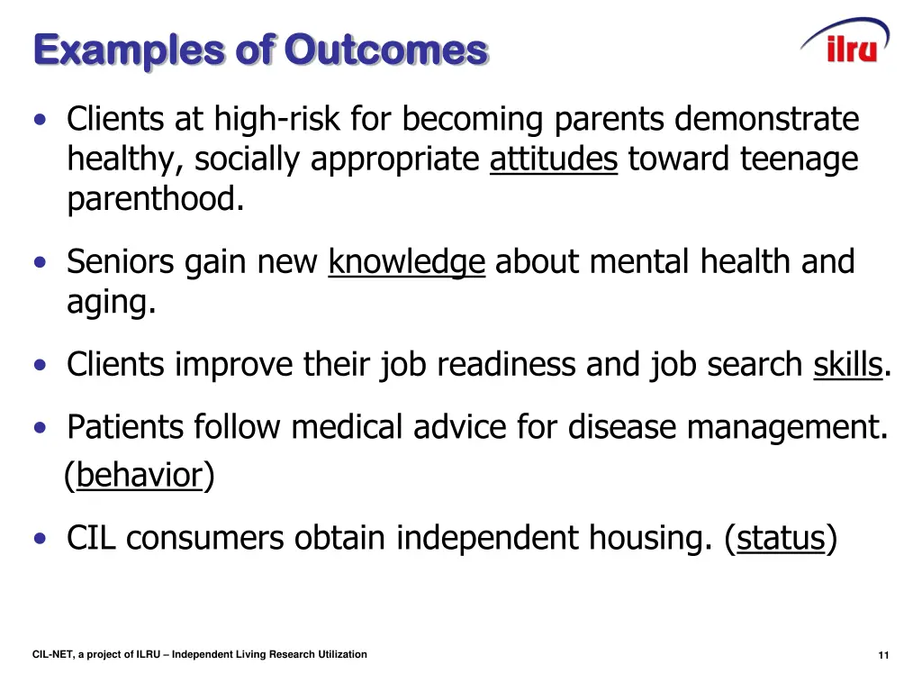 examples of outcomes examples of outcomes