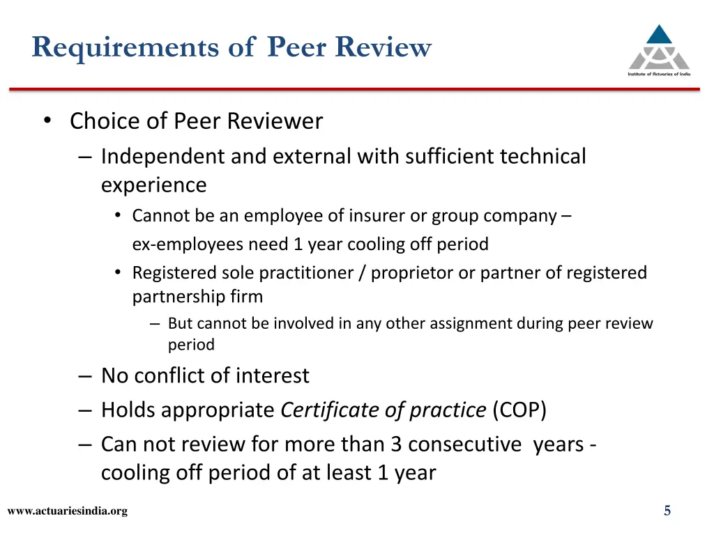 requirements of peer review