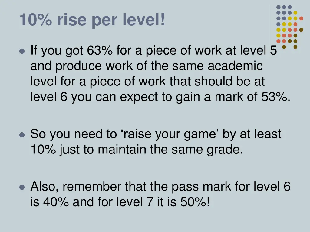 10 rise per level