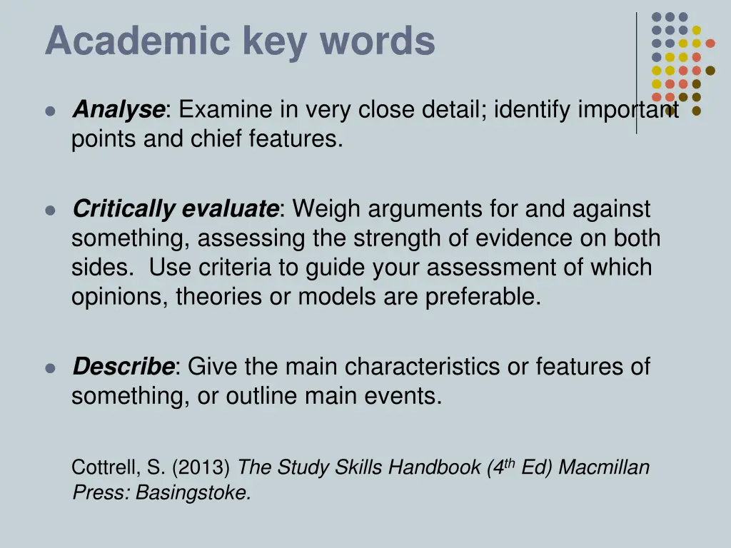 academic key words