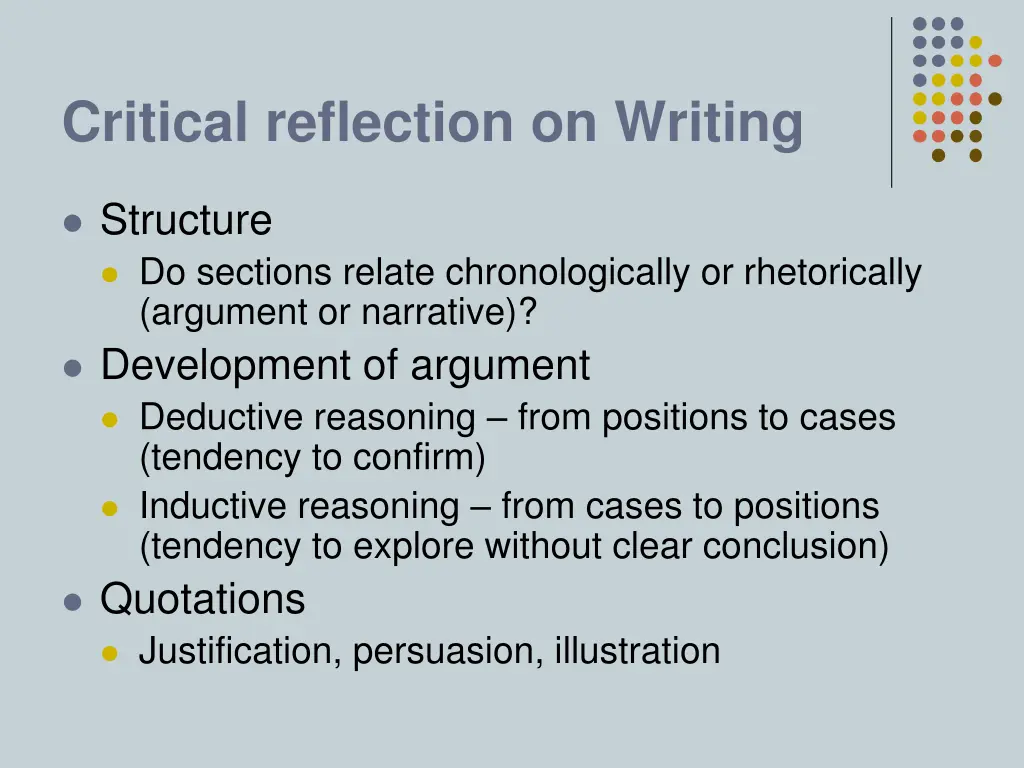 critical reflection on writing