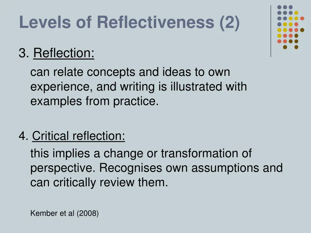 levels of reflectiveness 2
