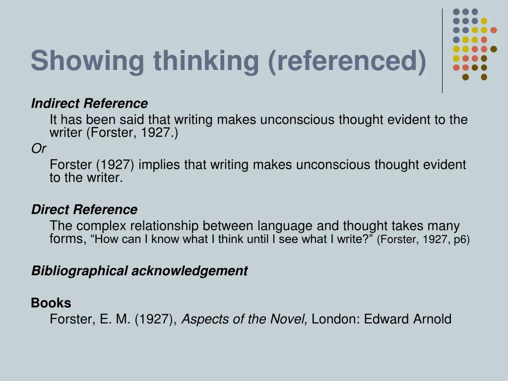 showing thinking referenced