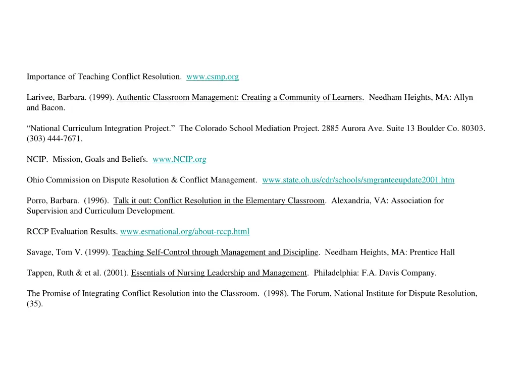importance of teaching conflict resolution