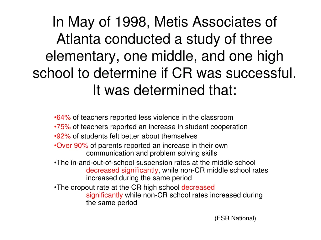 in may of 1998 metis associates of atlanta
